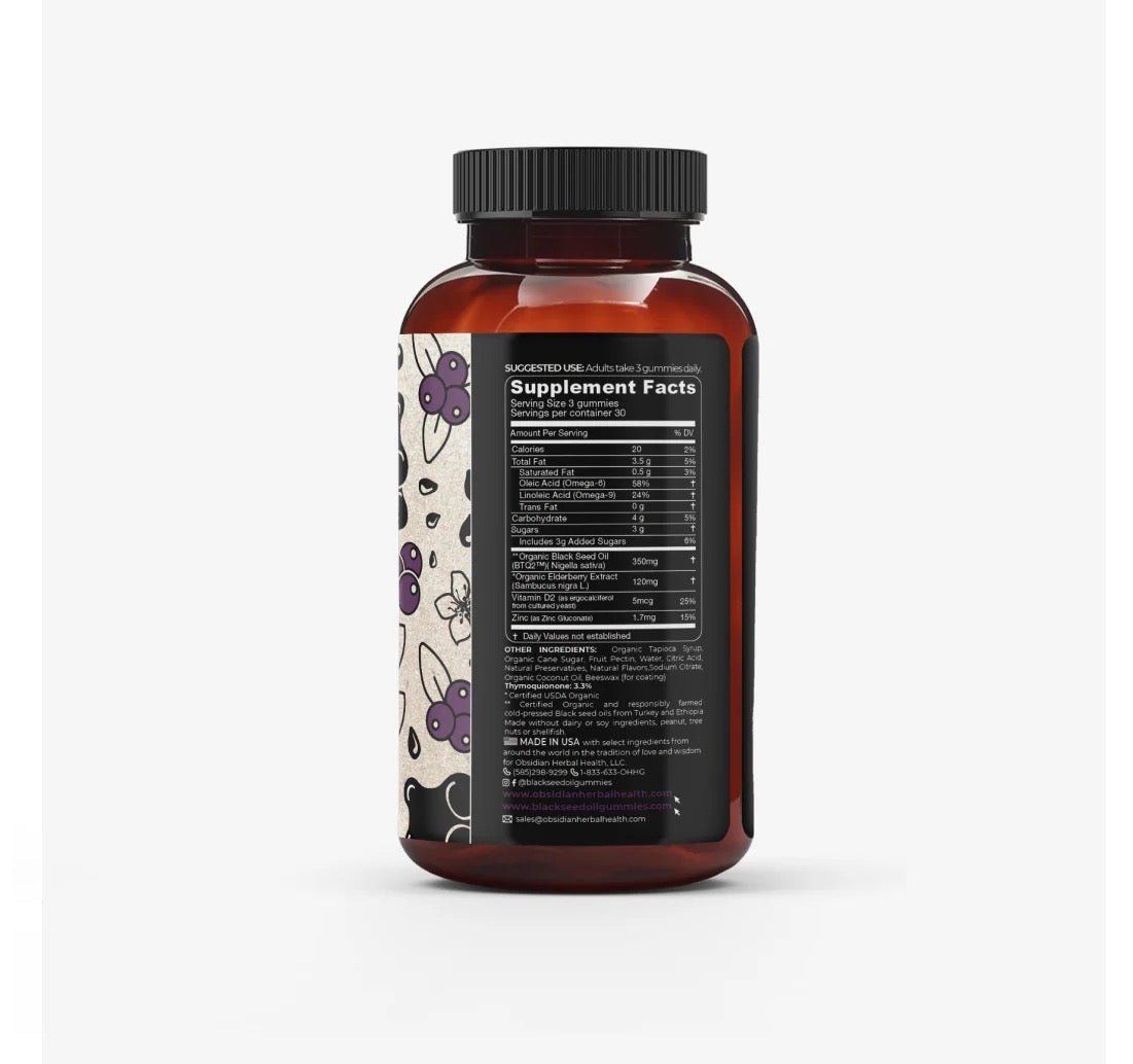 Organic Black Seed Oil and Elderberry Gummies